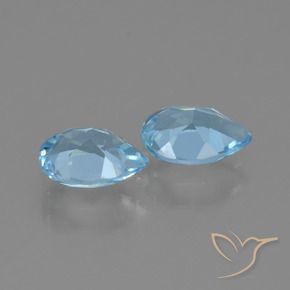 Gemme di Topazio Celeste naturale da 1.52 ct, Forma a pera, VVS-VS