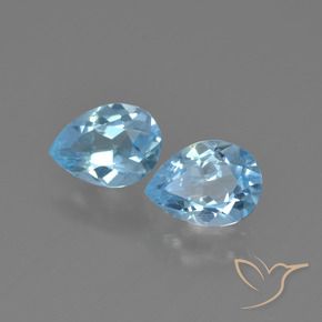 Gemme di Topazio Celeste naturale da 1.46 ct, Forma a pera, VVS-VS