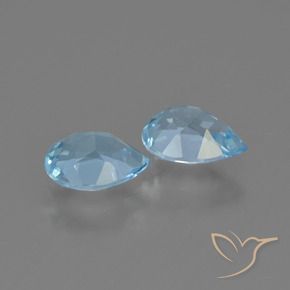 Gemme di Topazio Celeste naturale da 1.46 ct, Forma a pera, VVS-VS