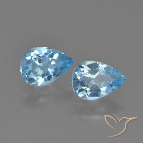Gemme di Topazio Celeste naturale da 1.49 ct, Forma a pera, VVS-VS