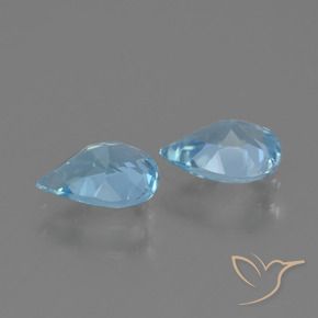 Gemme di Topazio Celeste naturale da 1.49 ct, Forma a pera, VVS-VS