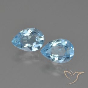 Gemme di Topazio Celeste naturale da 1.62 ct, Forma a pera, VVS
