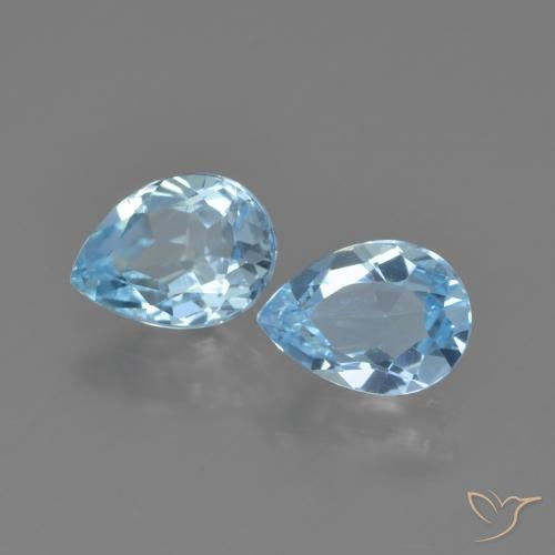 Gemme di Topazio Celeste naturale da 1.85 ct, Forma a pera, VVS