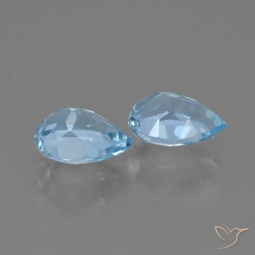 Gemme di Topazio Celeste naturale da 1.85 ct, Forma a pera, VVS