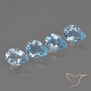Gemme di Topazio Celeste naturale da 3.24 ct, Forma a pera, VVS-VS