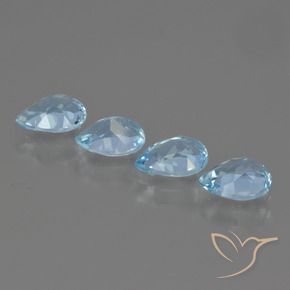 Gemme di Topazio Celeste naturale da 3.24 ct, Forma a pera, VVS-VS