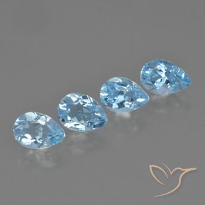 Gemme di Topazio Blu svizzero naturale da 3.09 ct, Forma a pera, VVS-VS