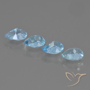 Gemme di Topazio Blu svizzero naturale da 3.09 ct, Forma a pera, VVS-VS