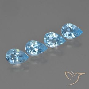 Gemme di Topazio Celeste naturale da 2.89 ct, Forma a pera, VVS