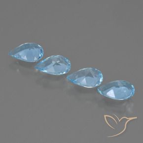 Gemme di Topazio Celeste naturale da 2.89 ct, Forma a pera, VVS