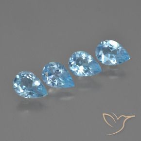 Gemme di Topazio Celeste naturale da 2.85 ct, Forma a pera, VVS