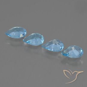 Gemme di Topazio Celeste naturale da 2.85 ct, Forma a pera, VVS