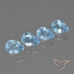 Gemme di Topazio Celeste naturale da 3.30 ct, Forma a pera, VVS-VS