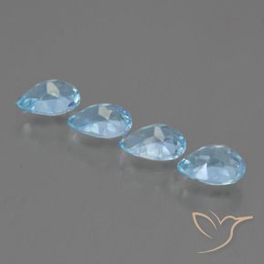 Gemme di Topazio Celeste naturale da 3.30 ct, Forma a pera, VVS-VS