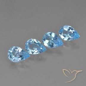 Gemme di Topazio Celeste naturale da 2.71 ct, Forma a pera, VVS