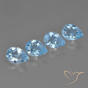 Gemme di Topazio Celeste naturale da 3.11 ct, Forma a pera, VVS