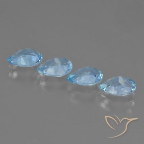 Gemme di Topazio Celeste naturale da 3.11 ct, Forma a pera, VVS
