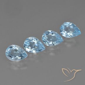 Gemme di Topazio Celeste naturale da 3.32 ct, Forma a pera, VVS