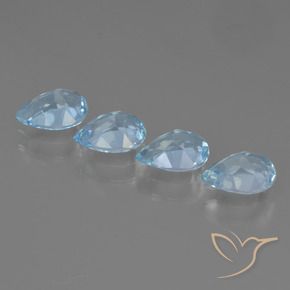 Gemme di Topazio Celeste naturale da 3.32 ct, Forma a pera, VVS