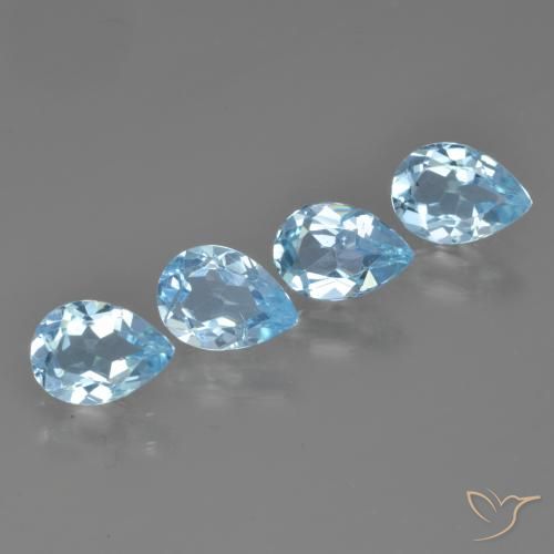 Gemme di Topazio Celeste naturale da 3.18 ct, Forma a pera, VVS-VS