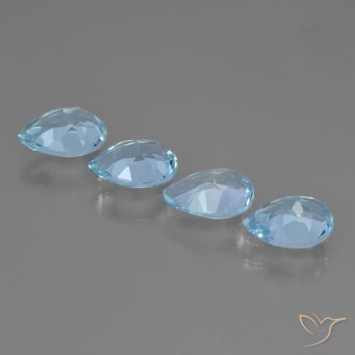 Gemme di Topazio Celeste naturale da 3.18 ct, Forma a pera, VVS-VS