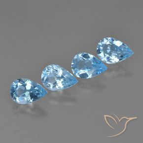 Gemme di Topazio Celeste naturale da 2.75 ct, Forma a pera, VVS