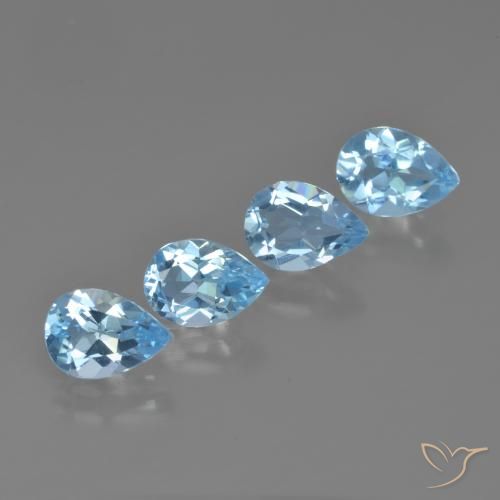 Gemme di Topazio Celeste naturale da 3.33 ct, Forma a pera, VVS