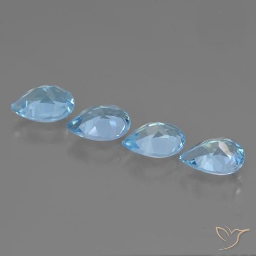 Gemme di Topazio Celeste naturale da 3.33 ct, Forma a pera, VVS