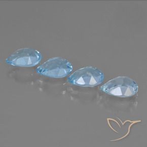 Gemme di Topazio Celeste naturale da 3.39 ct, Forma a pera, VVS-VS