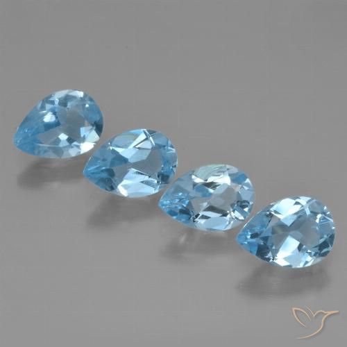 Gemme di Topazio Blu svizzero naturale da 2.93 ct, Forma a pera, VVS-VS