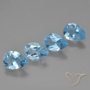 Gemme di Topazio Blu svizzero naturale da 2.93 ct, Forma a pera, VVS-VS