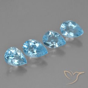 Gemme di Topazio Celeste naturale da 3.30 ct, Forma a pera, VVS-VS