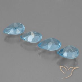 Gemme di Topazio Celeste naturale da 3.30 ct, Forma a pera, VVS-VS