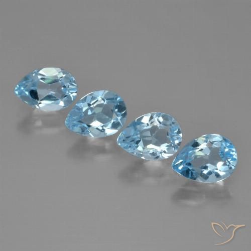Gemme di Topazio Blu svizzero naturale da 3.29 ct, Forma a pera, VVS