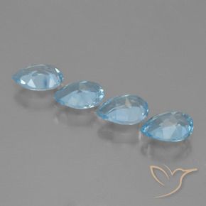 Gemme di Topazio Blu svizzero naturale da 3.29 ct, Forma a pera, VVS