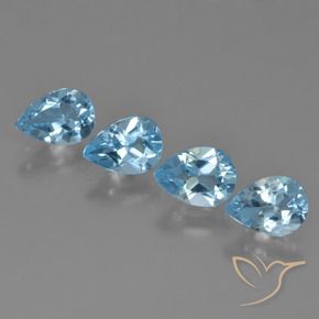 Gemme di Topazio Celeste naturale da 3.23 ct, Forma a pera, VVS