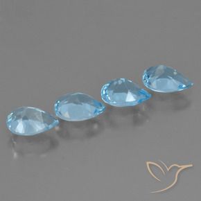 Gemme di Topazio Celeste naturale da 3.23 ct, Forma a pera, VVS