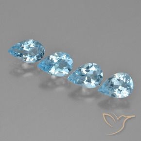 Gemme di Topazio Celeste naturale da 2.85 ct, Forma a pera, VVS-VS