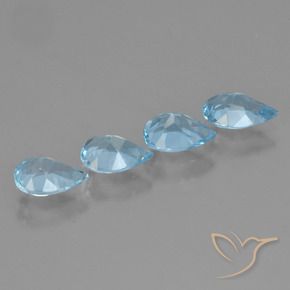 Gemme di Topazio Celeste naturale da 2.85 ct, Forma a pera, VVS-VS
