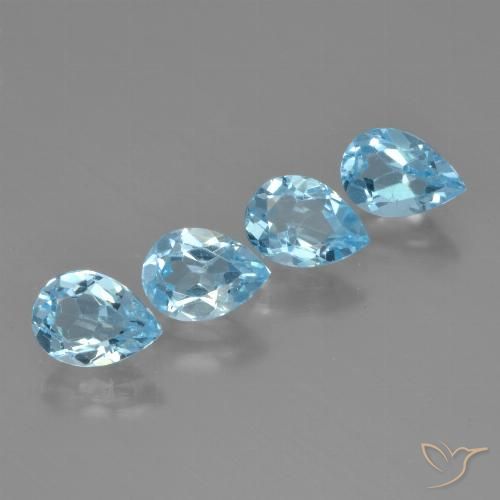 Gemme di Topazio Blu svizzero naturale da 3.43 ct, Forma a pera, VVS-VS