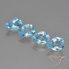 Gemme di Topazio Blu svizzero naturale da 3.43 ct, Forma a pera, VVS-VS
