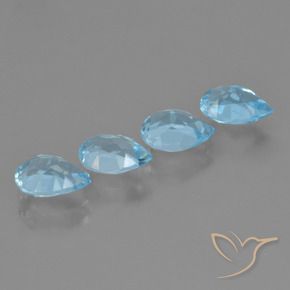 Gemme di Topazio Blu svizzero naturale da 3.43 ct, Forma a pera, VVS-VS