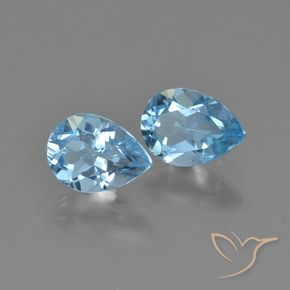 Gemme di Topazio Celeste naturale da 1.81 ct, Forma a pera, VVS-VS
