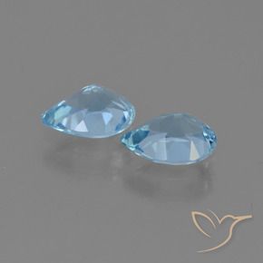 Gemme di Topazio Celeste naturale da 1.81 ct, Forma a pera, VVS-VS