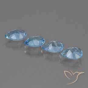 Gemme di Topazio Celeste naturale da 3.31 ct, Forma a pera, VVS-VS