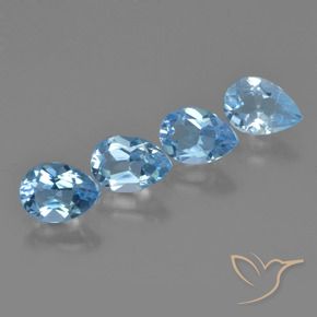 Gemme di Topazio Celeste naturale da 3.14 ct, Forma a pera, VS