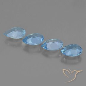 Gemme di Topazio Celeste naturale da 3.14 ct, Forma a pera, VS