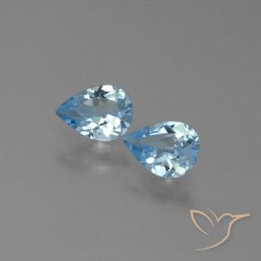 Gemme di Topazio Celeste naturale da 1.41 ct, Forma a pera, VS