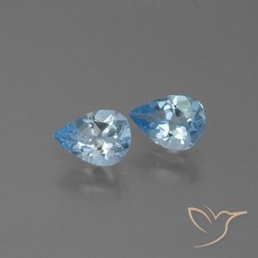 Gemme di Topazio Celeste naturale da 1.52 ct, Forma a pera, VS