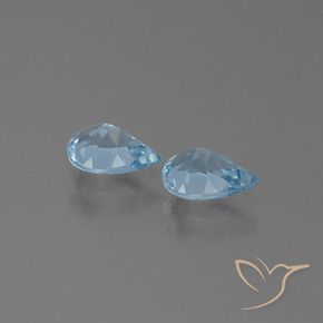 Gemme di Topazio Celeste naturale da 1.52 ct, Forma a pera, VS